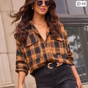 Fall Plaid Button Down Shirt